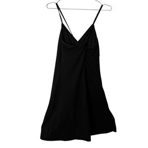 prAna Womens Large Black Strappy V-Neck A-Line Dress Twisted Back Shelf Bra USA